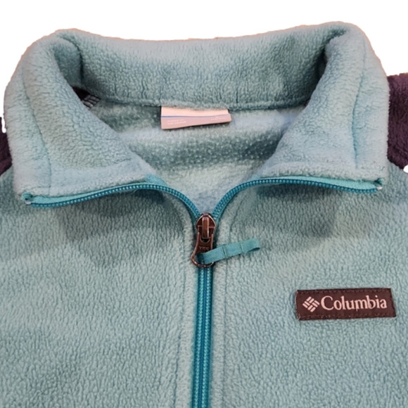 𝅺3/$20 Columbia Teal & Gray Lightweight Fleece Jacket - Picture 3 of 8